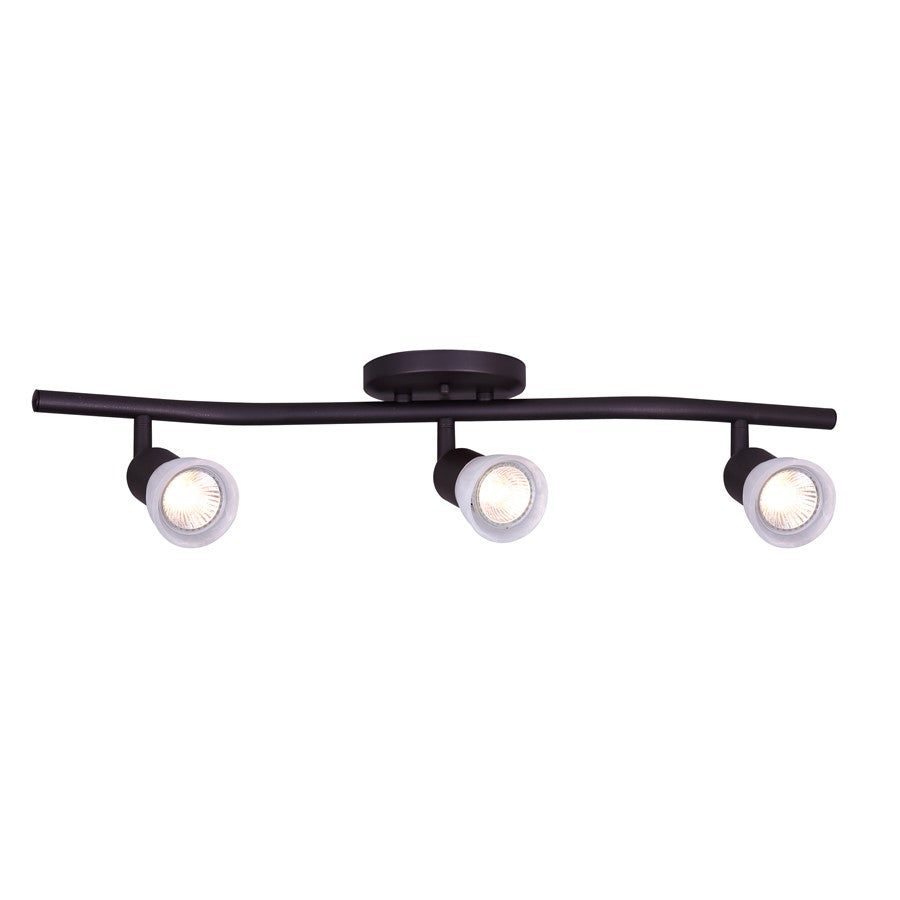 Canarm James 23in 3-Light Track | Oil Rubbed Bronze Steel and White Alabaster Glass | Kitchen & Living Room Accent | Model IT356A03ORB10