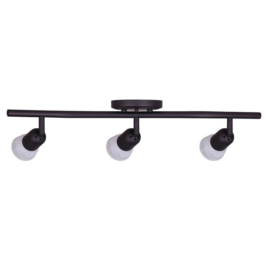 Canarm James 23in 3-Light Track | Oil Rubbed Bronze Steel and White Alabaster Glass | Kitchen & Living Room Accent | Model IT356A03ORB10