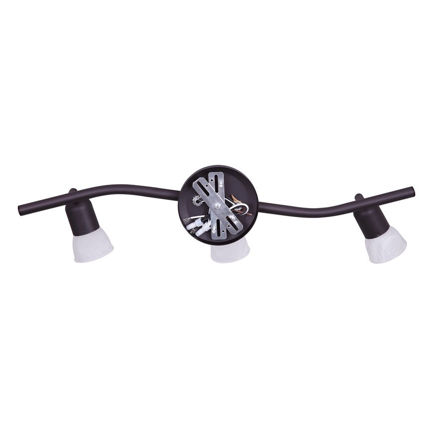 Canarm James 23in 3-Light Track | Oil Rubbed Bronze Steel and White Alabaster Glass | Kitchen & Living Room Accent | Model IT356A03ORB10