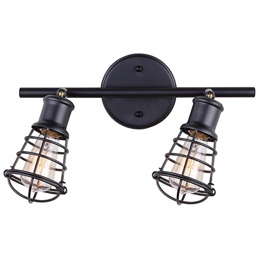 Canarm Otto 14in 2-Light Track Light | Industrial Graphite Cage Design | Kitchen & Hallway Accent | 14 x 10 in | Model IT611A02GPH