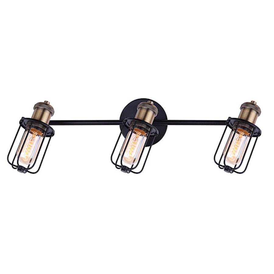 Canarm Vox 22in 3-Light Track Light | Industrial Matte Black and Gold Metal | Kitchen & Living Room | 22 x 6 x 8 in | Model IT704A03BKG