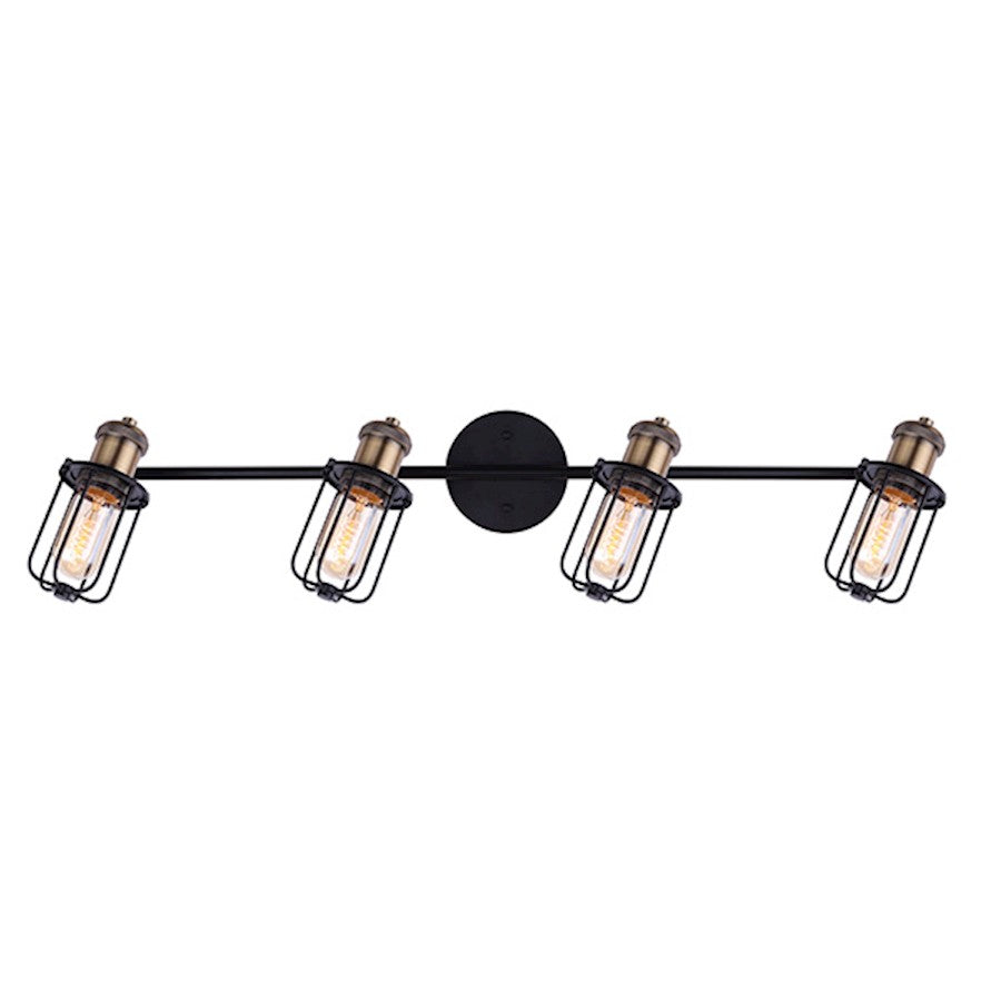 Canarm Vox 32in 4-Light Track Light | Industrial Matte Black and Gold Metal | Kitchen & Living Room | 32 x 6 x 8 in | Model IT704A04BKG