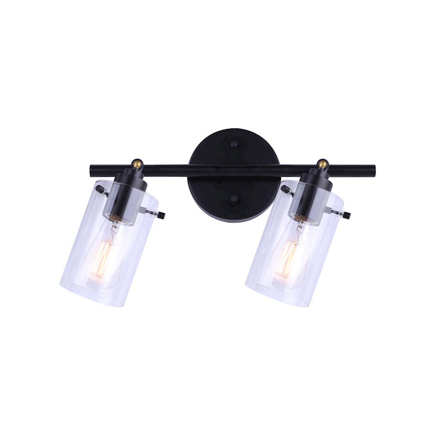 Canarm Joni 14in 2-Light Track Light | Matte Black and Clear Glass Shade | Kitchen & Living Room Track Lighting | 14 x 5 x 9 in | Model IT759A02BK