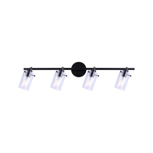 Canarm Joni 33in 4-Light Track Lighting | Transitional Matte Black and Clear Glass | Kitchen & Living Room | 33 x 5 x 9 in | Model IT759A04BK