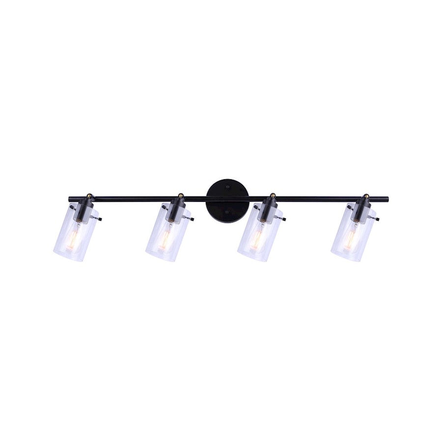 Canarm Joni 33in 4-Light Track Lighting | Transitional Matte Black and Clear Glass | Kitchen & Living Room | 33 x 5 x 9 in | Model IT759A04BK