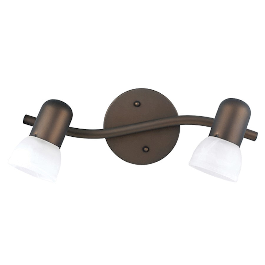 Canarm Jasper 15in 2-Head Track Lighting | Oil Rubbed Bronze and White Alabaster Glass | Kitchen & Living Room | 15 x 6 x 6 in | Model IT9213
