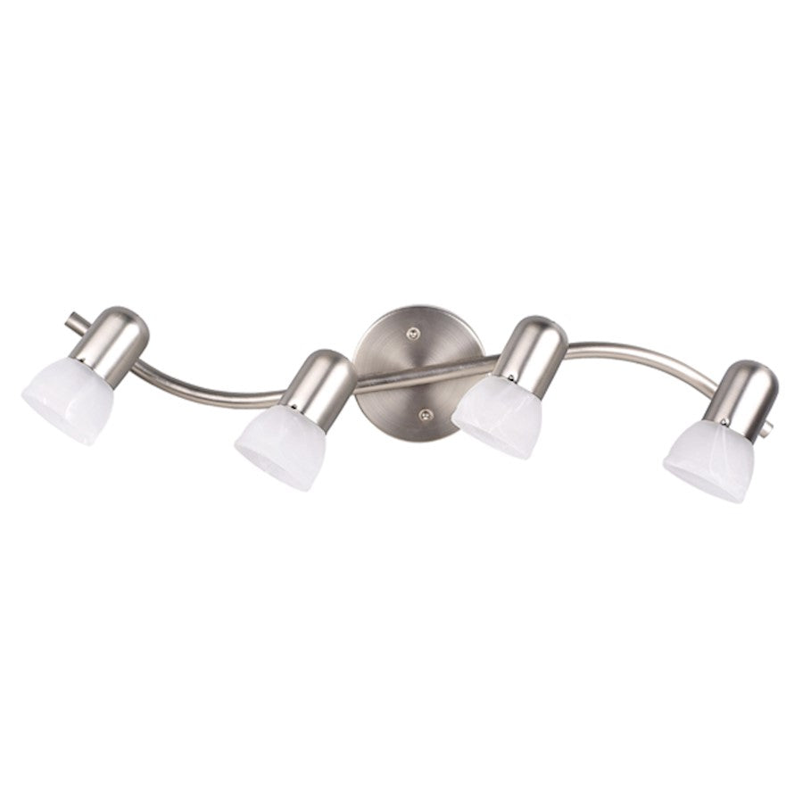 Canarm Jasper 26in 4-Light Track Light Kit | Brushed Pewter and White Alabaster Glass | Kitchen & Living Room | 26 x 26 x 6 in | Model IT94BPT