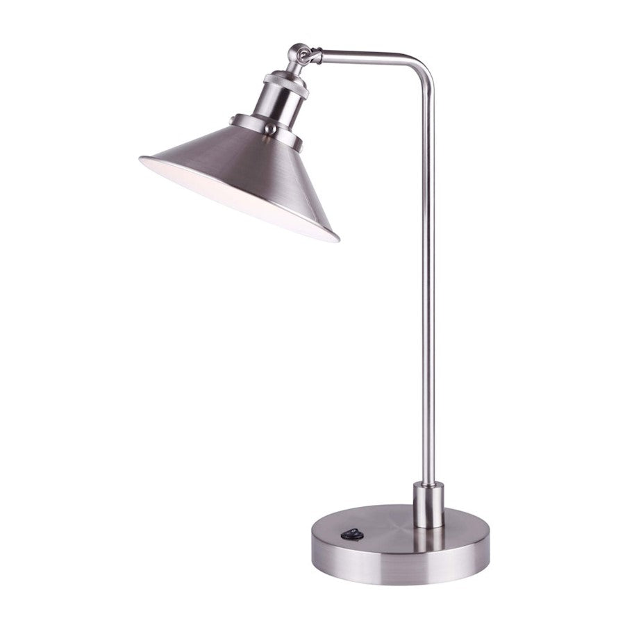Canarm Tally 20in 1-Light Table Lamp | Mid-Century Brushed Nickel | Bedside & Living Room Reading Light | 12.5 x 8 x 20.5 in | Model ITL1017A21BN
