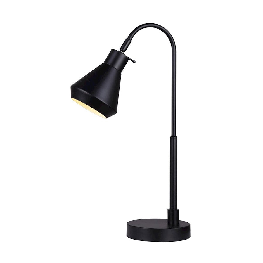 Canarm Byck 21in 1-Light Table Lamp | Modern Matte Black Metal | Bedside & Living Room Reading Light | 12 x 6.25 x 21 in | Model ITL1020A21BK
