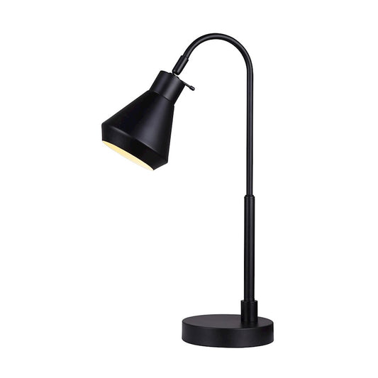 Canarm Byck 21in 1-Light Table Lamp | Modern Matte Black Metal | Bedside & Living Room Reading Light | 12 x 6.25 x 21 in | Model ITL1020A21BK