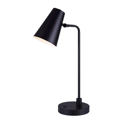 Canarm Orli 22in 1-Light Table Lamp | Modern Matte Black Adjustable Arm | Office & Bedside Reading | 12 x 7 x 22 in | Model ITL1056A22BK
