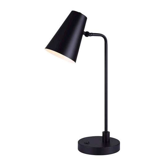 Canarm Orli 22in 1-Light Table Lamp | Modern Matte Black Adjustable Arm | Office & Bedside Reading | 12 x 7 x 22 in | Model ITL1056A22BK