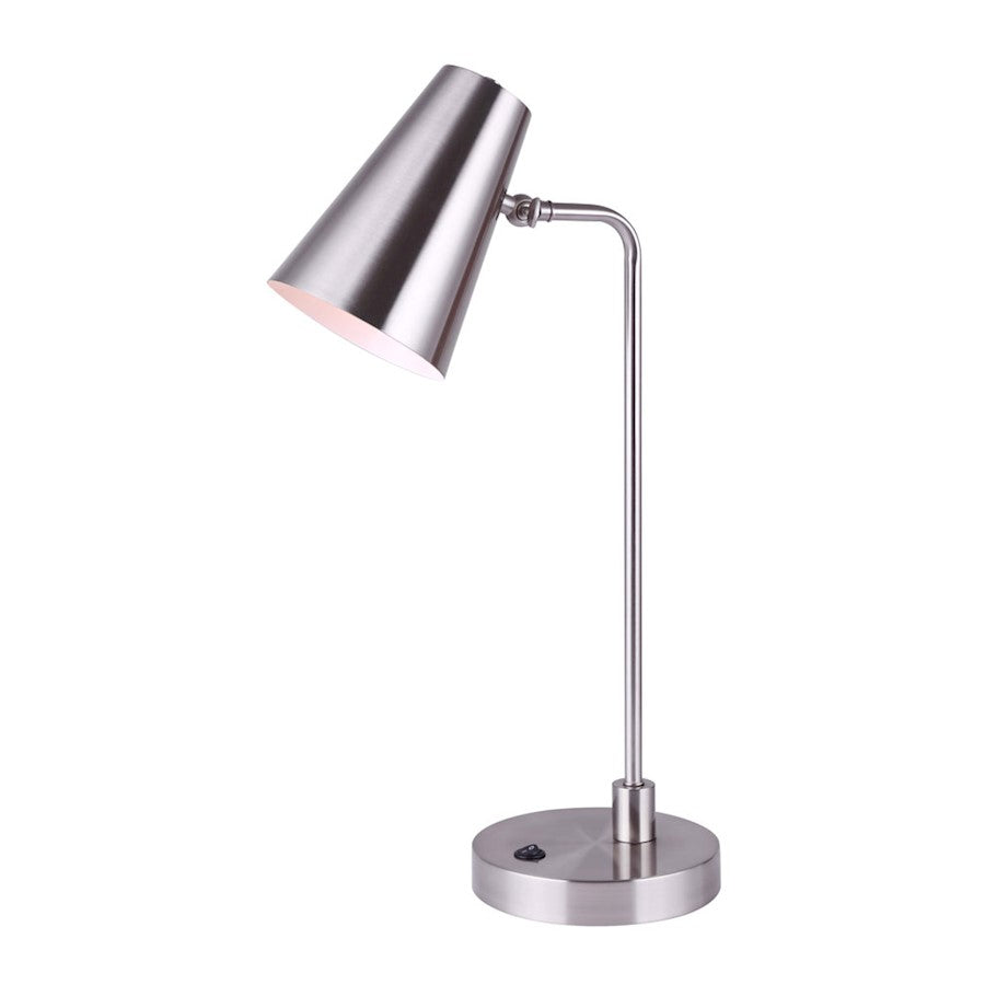 Canarm Orli 22in 1-Light Table Lamp | Modern Brushed Nickel Adjustable Arm | Office & Bedside Reading | 12 x 7 x 22 in | Model ITL1056A22BN