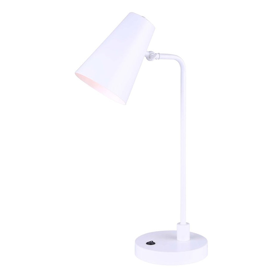 Canarm Orli 22in 1-Light Table Lamp | Modern Matte White Adjustable Arm | Office & Bedside Reading | 12 x 7 x 22 in | Model ITL1056A22WH