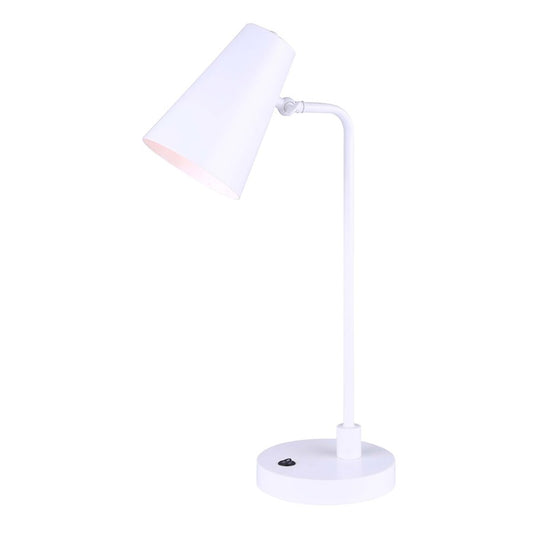 Canarm Orli 22in 1-Light Table Lamp | Modern Matte White Adjustable Arm | Office & Bedside Reading | 12 x 7 x 22 in | Model ITL1056A22WH