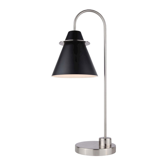 Canarm Talia 22in 1-Light Table Lamp | Modern Brushed Nickel & Matte Black Metal | Office & Bedside Reading | 10 x 7 x 22 in | Model ITL1076A22BKN
