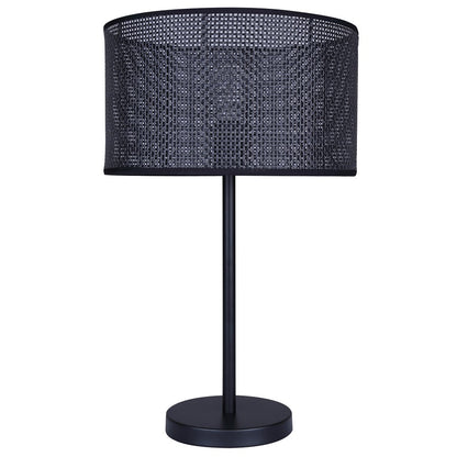 Canarm Bellamy 1-Light Table Lamp | Matte Black Metal & Faux Rattan Shade | Bedroom & Living Room | 13.75 x 13.75 x 22 in | Model ITL1149A22BK-BPR