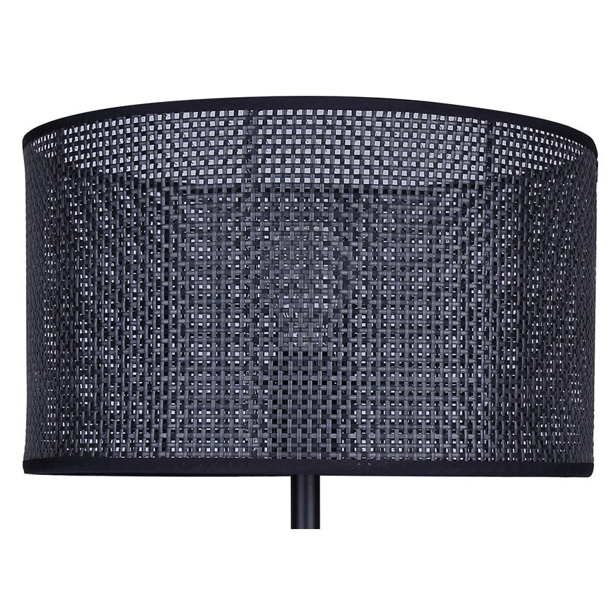 Canarm Bellamy 1-Light Table Lamp | Matte Black Metal & Faux Rattan Shade | Bedroom & Living Room | 13.75 x 13.75 x 22 in | Model ITL1149A22BK-BPR