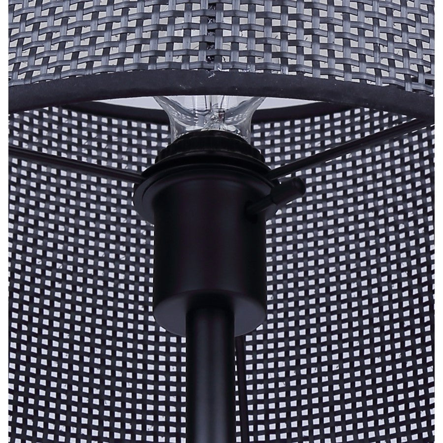 Canarm Bellamy 1-Light Table Lamp | Matte Black Metal & Faux Rattan Shade | Bedroom & Living Room | 13.75 x 13.75 x 22 in | Model ITL1149A22BK-BPR