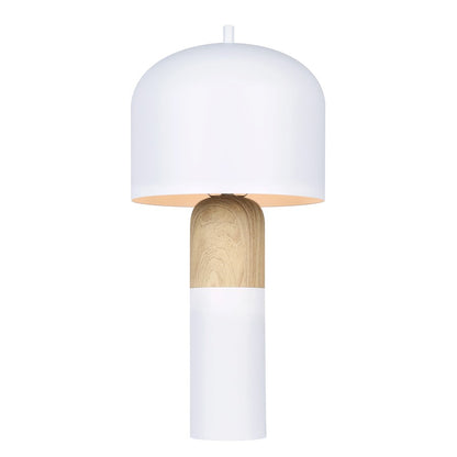 Canarm Caleb 1-Light Table Lamp | Matte White & Faux Wood Metal | Bedside & Desk Accent | 9 x 9 x 19 in | Model ITL1152A18WHW