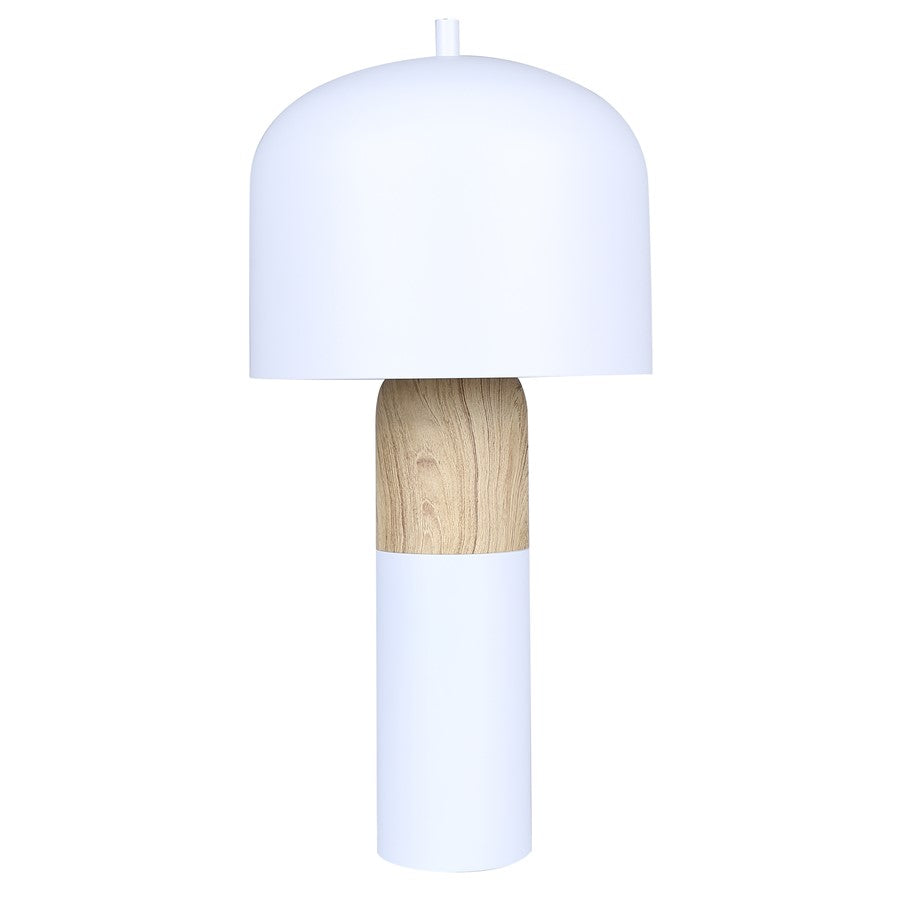 Canarm Caleb 1-Light Table Lamp | Matte White & Faux Wood Metal | Bedside & Desk Accent | 9 x 9 x 19 in | Model ITL1152A18WHW