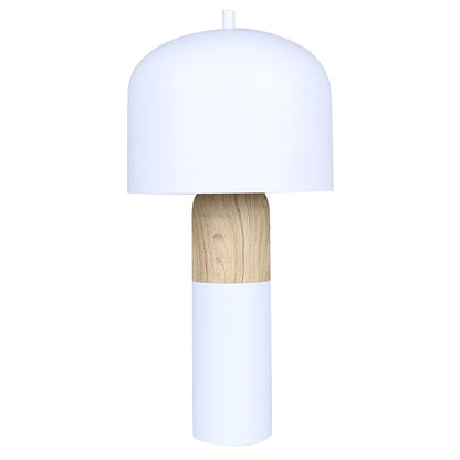 Canarm Caleb 1-Light Table Lamp | Matte White & Faux Wood Metal | Bedside & Desk Accent | 9 x 9 x 19 in | Model ITL1152A18WHW
