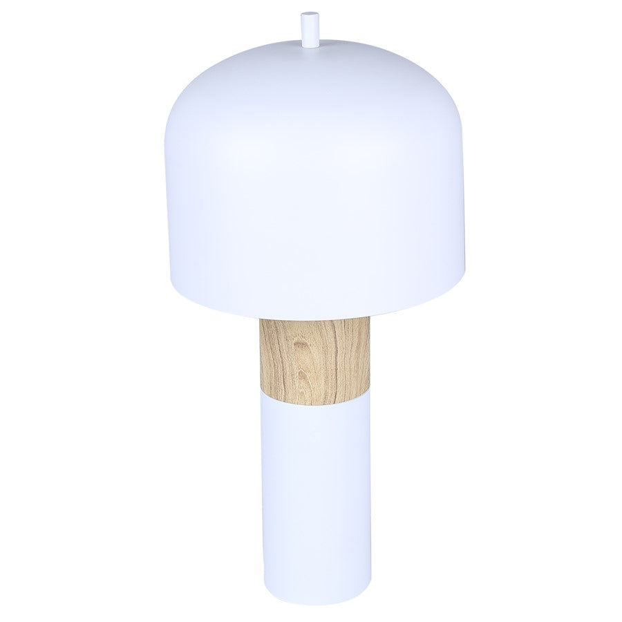 Canarm Caleb 1-Light Table Lamp | Matte White & Faux Wood Metal | Bedside & Desk Accent | 9 x 9 x 19 in | Model ITL1152A18WHW