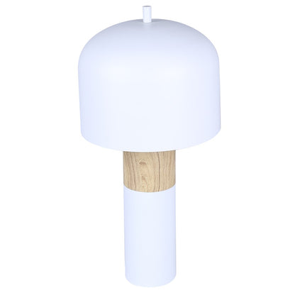 Canarm Caleb 1-Light Table Lamp | Matte White & Faux Wood Metal | Bedside & Desk Accent | 9 x 9 x 19 in | Model ITL1152A18WHW