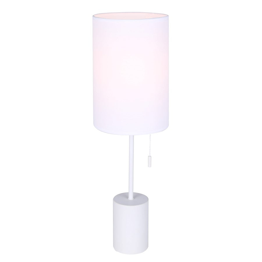 Canarm Flint 23in 1-Light Table Lamp | Minimalist White Fabric Shade | Bedroom & Home Office | 7 x 7 x 23 in | Model ITL1164A23WH