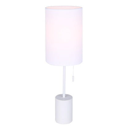 Canarm Flint 23in 1-Light Table Lamp | Minimalist White Fabric Shade | Bedroom & Home Office | 7 x 7 x 23 in | Model ITL1164A23WH