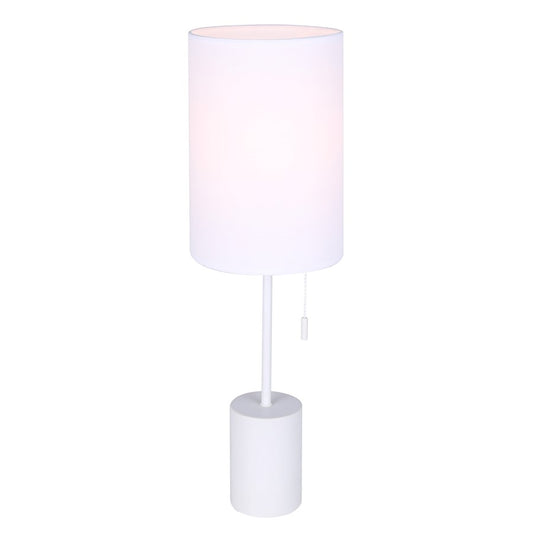 Canarm Flint 23in 1-Light Table Lamp | Minimalist White Fabric Shade | Bedroom & Home Office | 7 x 7 x 23 in | Model ITL1164A23WH