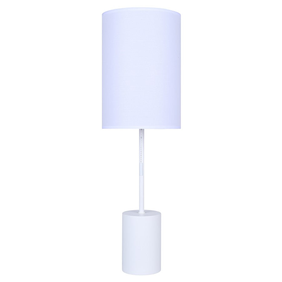 Canarm Flint 23in 1-Light Table Lamp | Minimalist White Fabric Shade | Bedroom & Home Office | 7 x 7 x 23 in | Model ITL1164A23WH