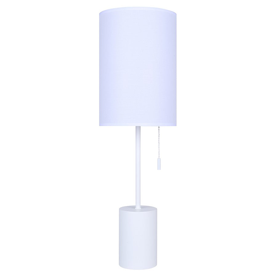 Canarm Flint 23in 1-Light Table Lamp | Minimalist White Fabric Shade | Bedroom & Home Office | 7 x 7 x 23 in | Model ITL1164A23WH