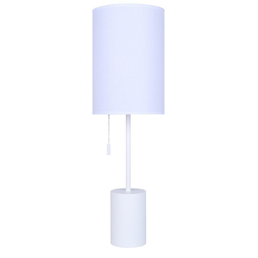 Canarm Flint 23in 1-Light Table Lamp | Minimalist White Fabric Shade | Bedroom & Home Office | 7 x 7 x 23 in | Model ITL1164A23WH