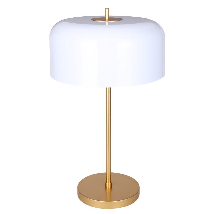 Canarm Milli 23in 1-Light Table Lamp | Glossy White & Polished Gold | Bedroom & Living Room | 13 x 13 x 23 in | Model ITL2098B23GDW