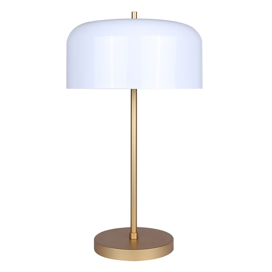Canarm Milli 23in 1-Light Table Lamp | Glossy White & Polished Gold | Bedroom & Living Room | 13 x 13 x 23 in | Model ITL2098B23GDW