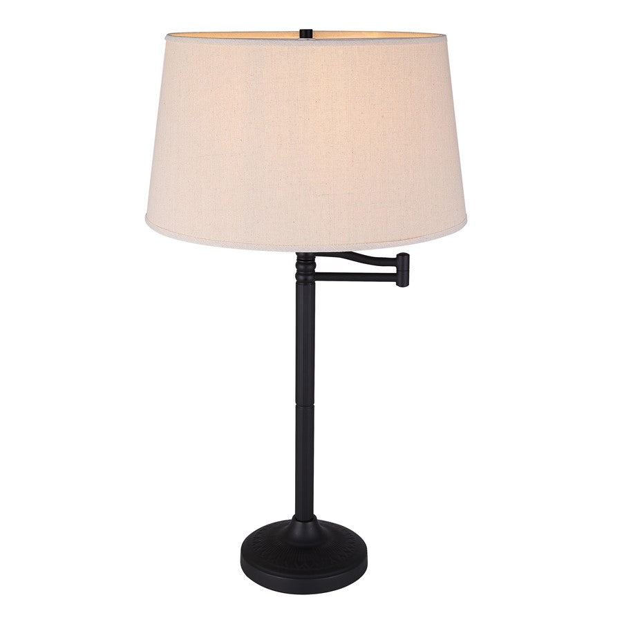 Canarm Oscar 29in 1-Light Table Lamp | Oil Rubbed Bronze and Natural Fabric Shade | Living Room & Reading Nook | Model ITL2118B29ORB