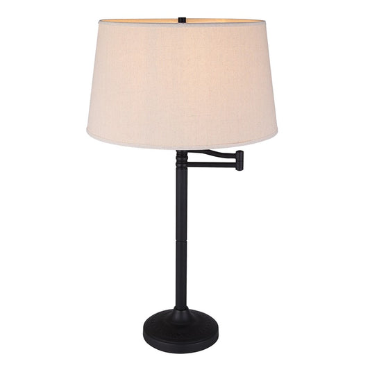 Canarm Oscar 29in 1-Light Table Lamp | Oil Rubbed Bronze and Natural Fabric Shade | Living Room & Reading Nook | Model ITL2118B29ORB