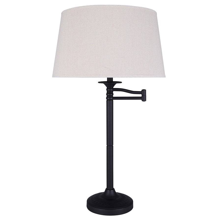Canarm Oscar 29in 1-Light Table Lamp | Oil Rubbed Bronze and Natural Fabric Shade | Living Room & Reading Nook | Model ITL2118B29ORB