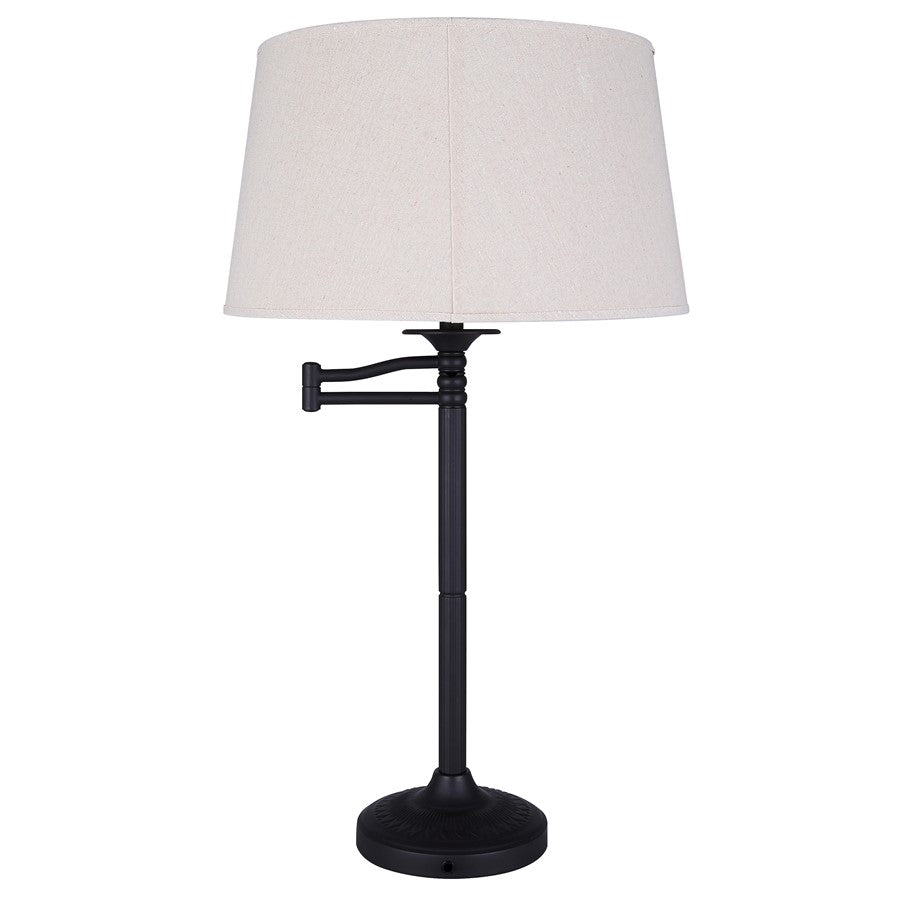 Canarm Oscar 29in 1-Light Table Lamp | Oil Rubbed Bronze and Natural Fabric Shade | Living Room & Reading Nook | Model ITL2118B29ORB
