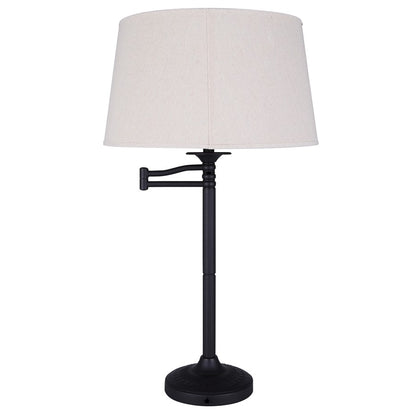 Canarm Oscar 29in 1-Light Table Lamp | Oil Rubbed Bronze and Natural Fabric Shade | Living Room & Reading Nook | Model ITL2118B29ORB