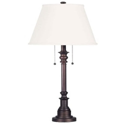 Canarm Nevan 30in 2-Light Table Lamp | Oil Rubbed Bronze and White Fabric Shade | Living Room & Bedroom | 17 x 17 x 30 in | Model ITL2121B31ORB