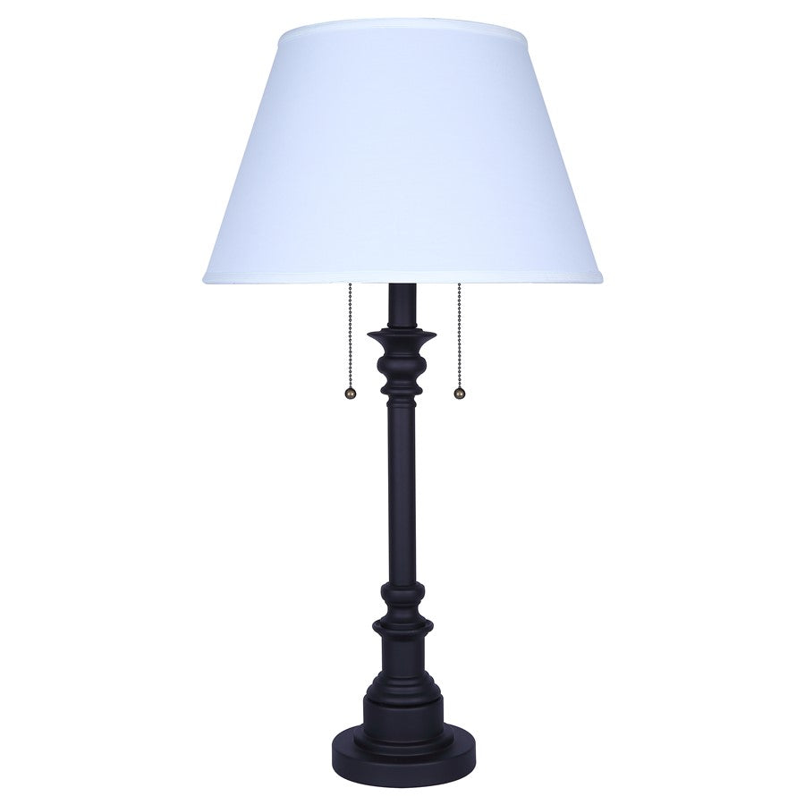 Canarm Nevan 30in 2-Light Table Lamp | Oil Rubbed Bronze and White Fabric Shade | Living Room & Bedroom | 17 x 17 x 30 in | Model ITL2121B31ORB