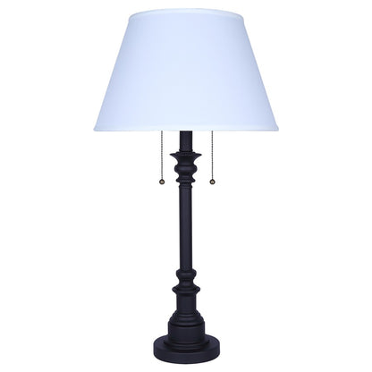 Canarm Nevan 30in 2-Light Table Lamp | Oil Rubbed Bronze and White Fabric Shade | Living Room & Bedroom | 17 x 17 x 30 in | Model ITL2121B31ORB
