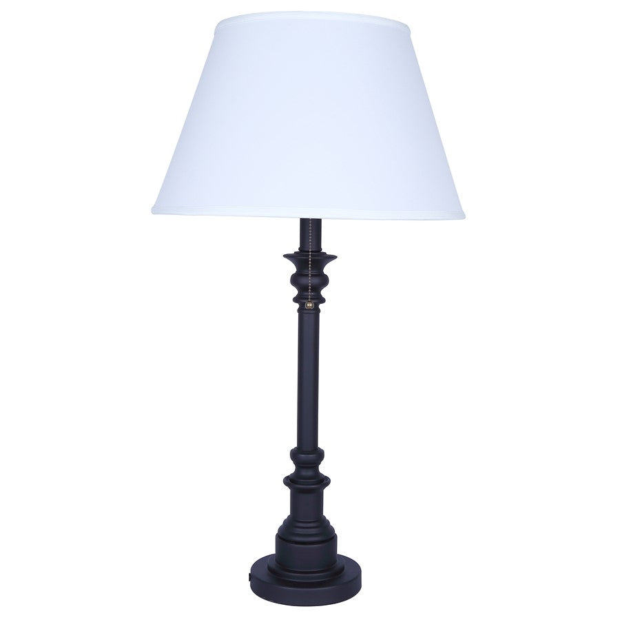 Canarm Nevan 30in 2-Light Table Lamp | Oil Rubbed Bronze and White Fabric Shade | Living Room & Bedroom | 17 x 17 x 30 in | Model ITL2121B31ORB