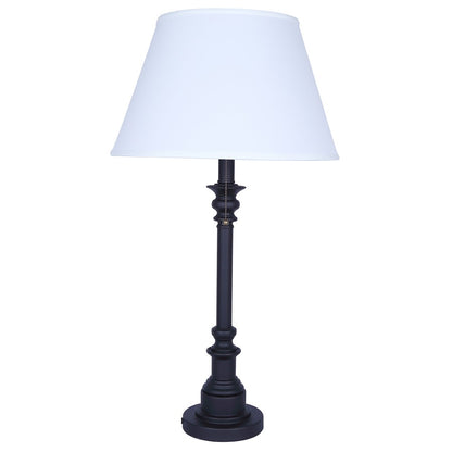 Canarm Nevan 30in 2-Light Table Lamp | Oil Rubbed Bronze and White Fabric Shade | Living Room & Bedroom | 17 x 17 x 30 in | Model ITL2121B31ORB