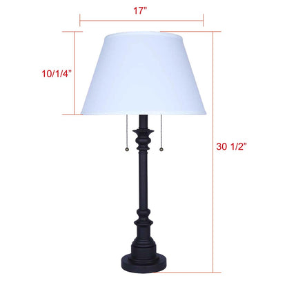 Canarm Nevan 30in 2-Light Table Lamp | Oil Rubbed Bronze and White Fabric Shade | Living Room & Bedroom | 17 x 17 x 30 in | Model ITL2121B31ORB