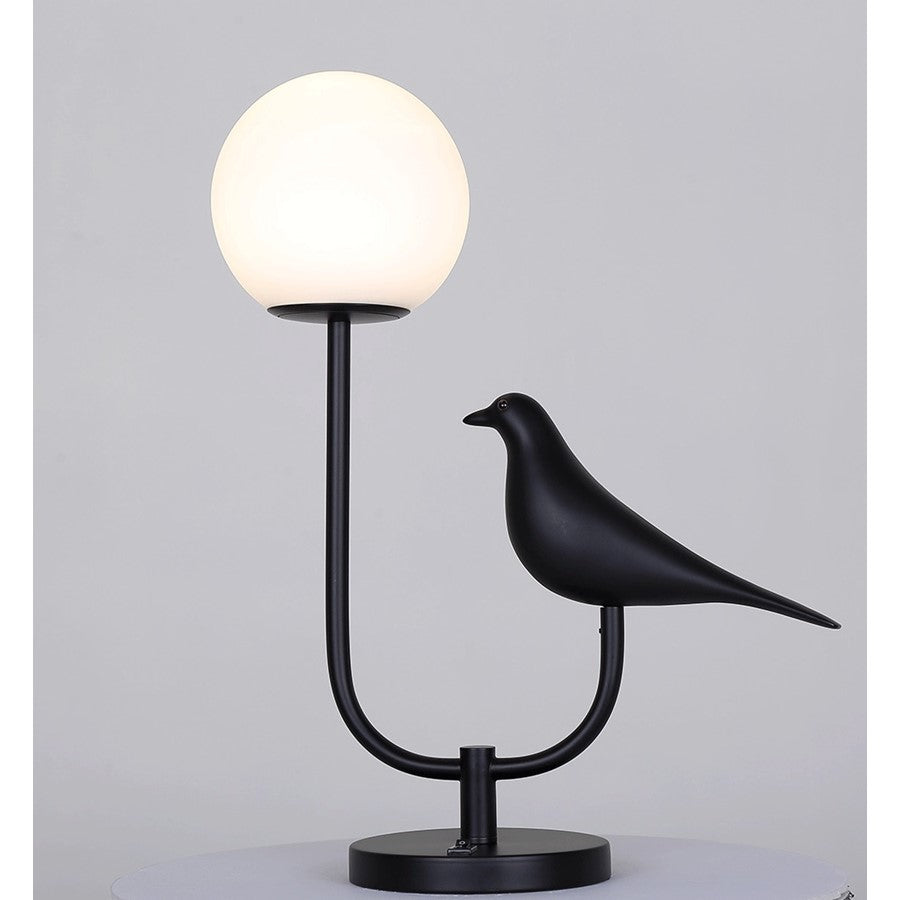 Canarm Avis 22in 1-Light Table Lamp | Matte Black and Opal Glass Shade | Bedroom & Living Room | 17 x 7 x 22 in | Model ITL2128B22BK