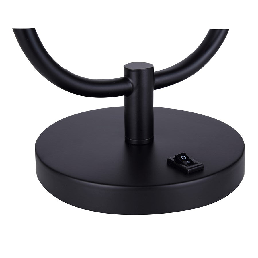 Canarm Avis 22in 1-Light Table Lamp | Matte Black and Opal Glass Shade | Bedroom & Living Room | 17 x 7 x 22 in | Model ITL2128B22BK