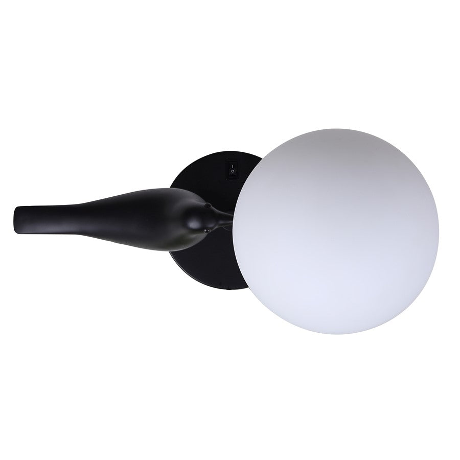 Canarm Avis 22in 1-Light Table Lamp | Matte Black and Opal Glass Shade | Bedroom & Living Room | 17 x 7 x 22 in | Model ITL2128B22BK